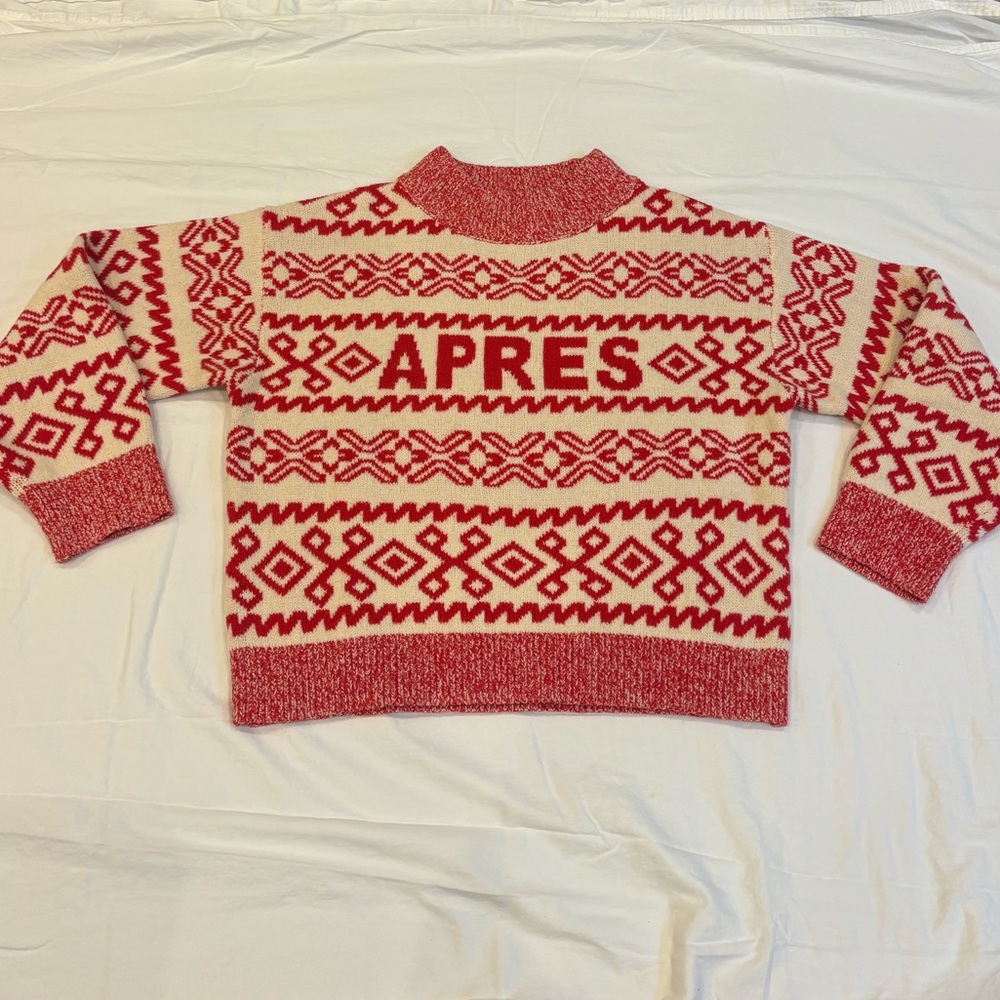 a new day Red and White Cowl Sweater